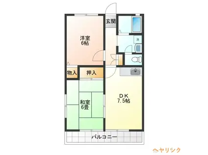 ウィーグルII(2DK/2階)の間取り写真