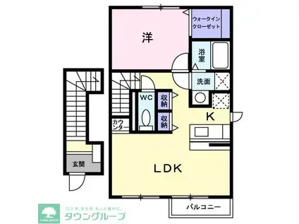 パインヒルズA(1LDK/2階)の間取り写真