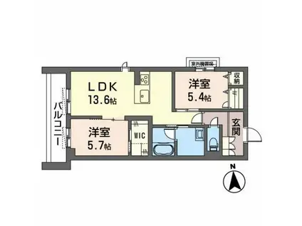 シャーメゾンRHEA(2LDK/2階)の間取り写真