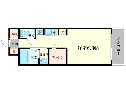 アークアベニュー天王寺(1K/13階)の間取り写真