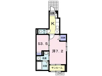 ディア コート(1SK/1階)の間取り写真