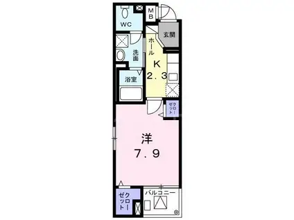 ジェントリーブレッサ(1K/2階)の間取り写真