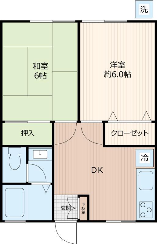 第2カワマコーポ(2DK/2階)の間取り写真