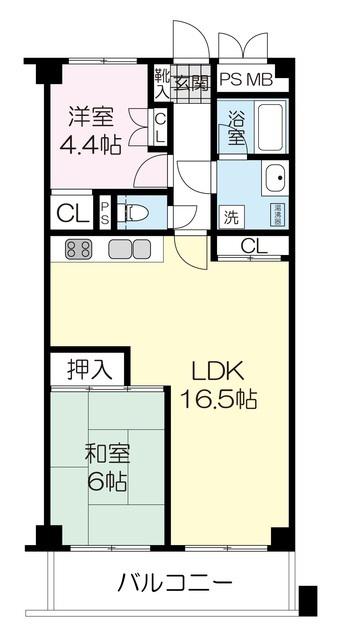 チュリス花壇 505(2LDK/5階)の間取り写真