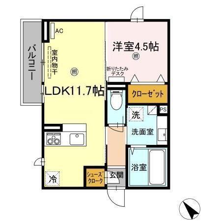 カーサ・デ・津森(1LDK/2階)の間取り写真
