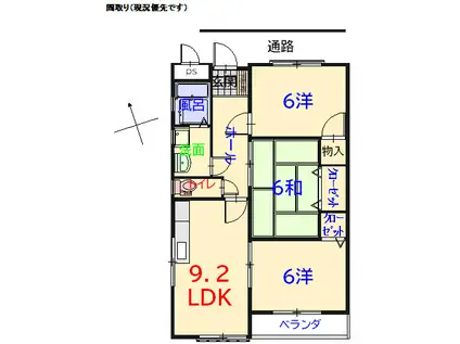 シャンテーヌ(3LDK/4階)の間取り写真
