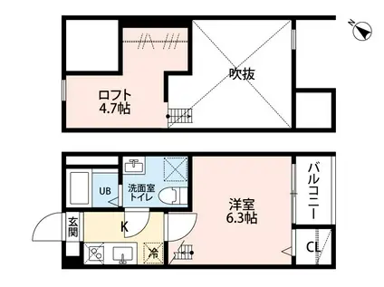 クリオス神宮前(1K/2階)の間取り写真