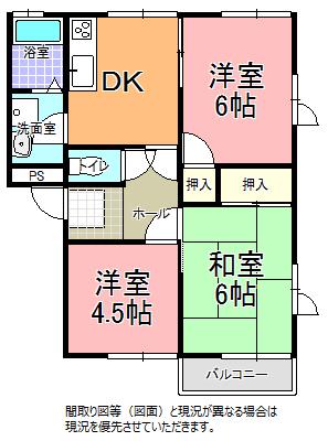 サンライフ・桂 A・B・C棟(3DK/1階)の間取り写真