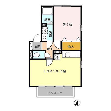 エル古城I/II/III(1LDK/2階)の間取り写真