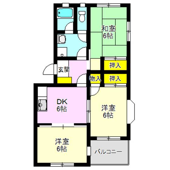 レジデンス中居(3DK/2階)の間取り写真