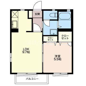 マナティー(1LDK/2階)の間取り写真