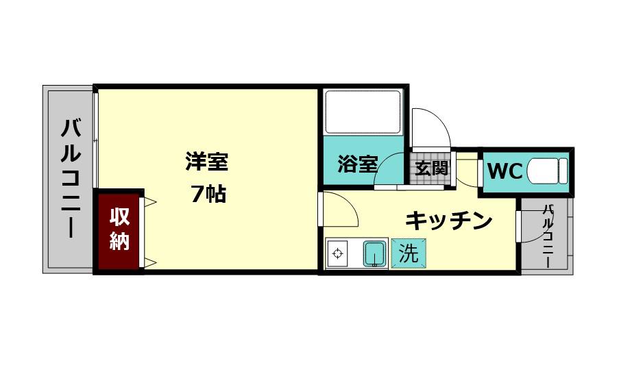 アイリスハイツ5号館(1K/2階)の間取り写真