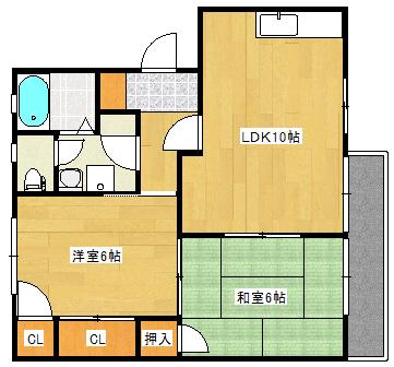 ディアス井口(2LDK/2階)の間取り写真