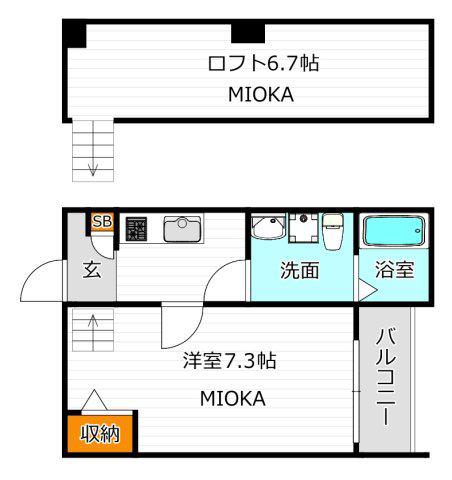 IL CASTELLO(1K/1階)の間取り写真