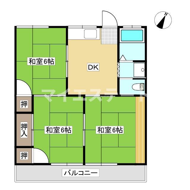 グリーンハイツV(3DK/1階)の間取り写真