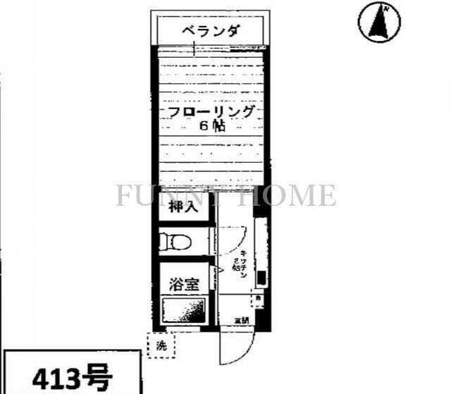 第三通南ビル(1K/4階)の間取り写真