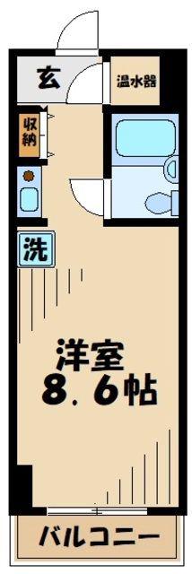 ハイツ鹿島の森(ワンルーム/2階)の間取り写真