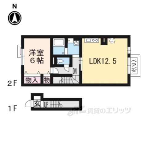 ガーデングレイス(1LDK/2階)の間取り写真