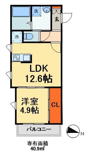 明幸3番館(1LDK/2階)の間取り写真