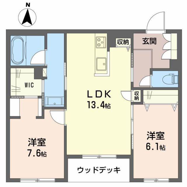シャーメゾンリアンII(2LDK/1階)の間取り写真