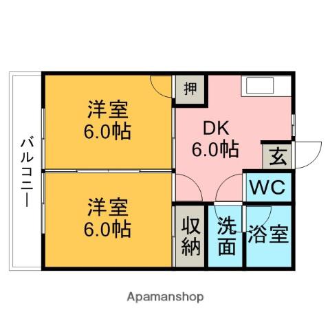 ジョイ91(2DK/1階)の間取り写真