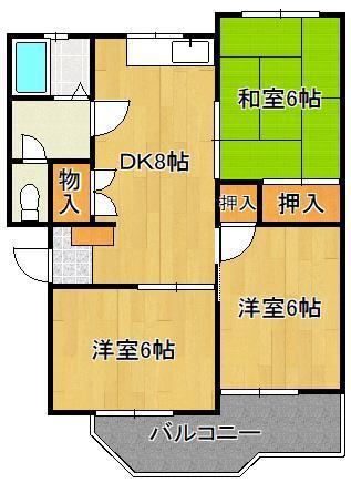 コーポ大溝(3DK/3階)の間取り写真