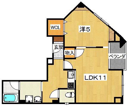 アーカンシェル東寝屋川(1LDK/5階)の間取り写真