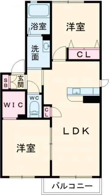 シャーメゾン(2LDK/2階)の間取り写真