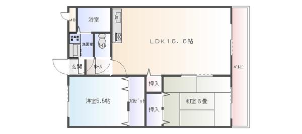 サンモール壱番館(2LDK/3階)の間取り写真