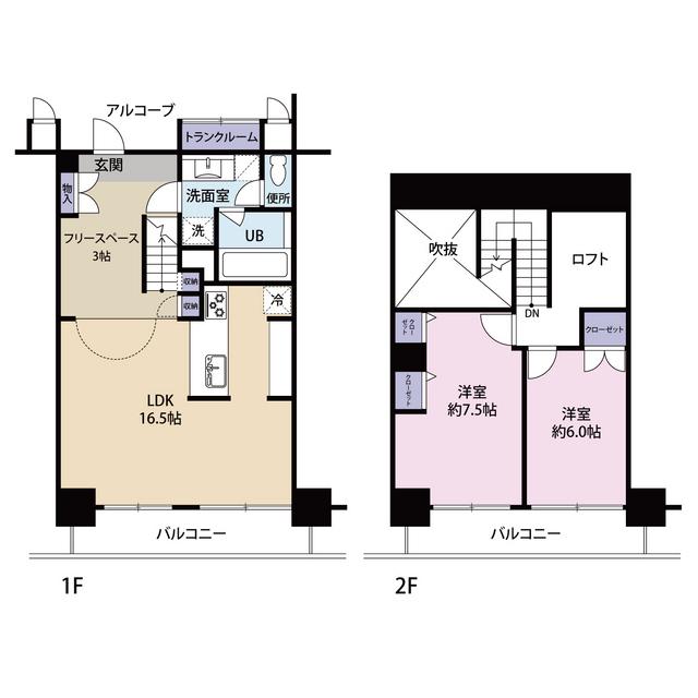 グランドシーズ住之江(2LDK/4階)の間取り写真
