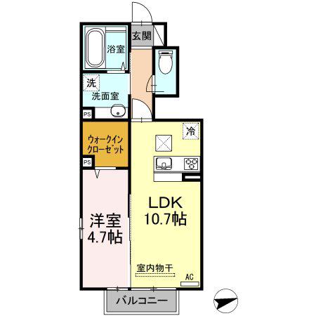 プランタン星ヶ丘V(1LDK/1階)の間取り写真