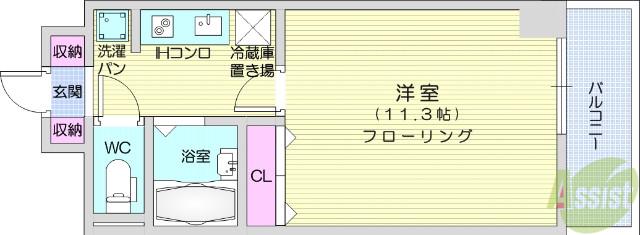 青葉レジデンス(1K/2階)の間取り写真