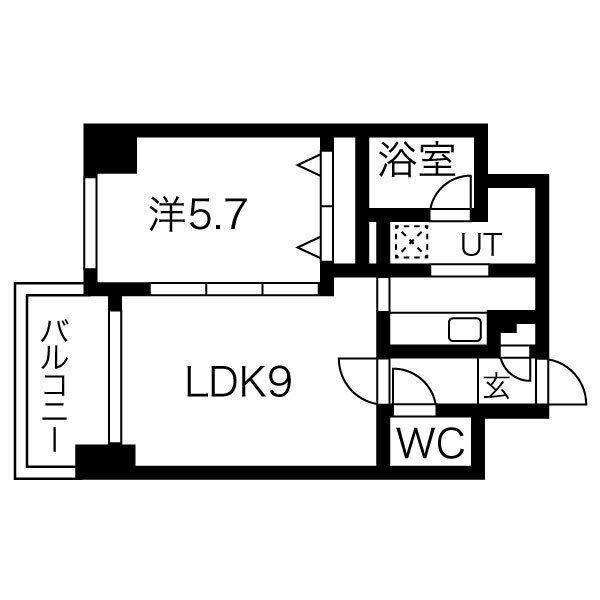 ブラントゥール伏見(1LDK/2階)の間取り写真