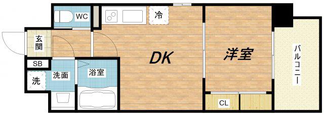 プライマル南森町(1DK/7階)の間取り写真