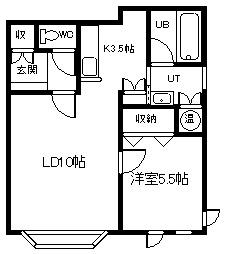 カリオンR(1LDK/2階)の間取り写真