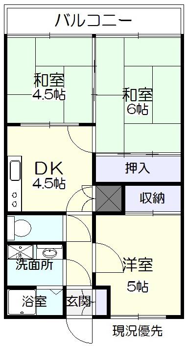 リオ学園1号館(3DK/3階)の間取り写真