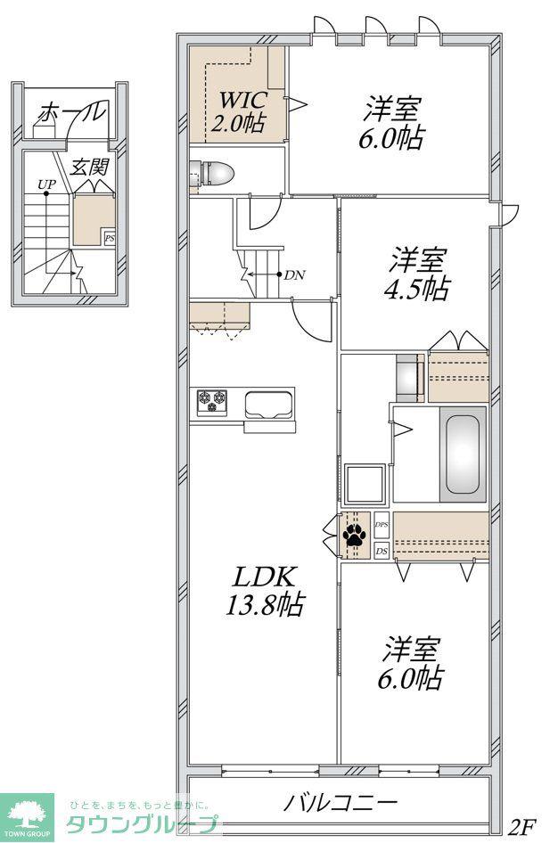 東武東上線 上福岡駅 徒歩14分 2階建 新築(3LDK/2階)の間取り写真
