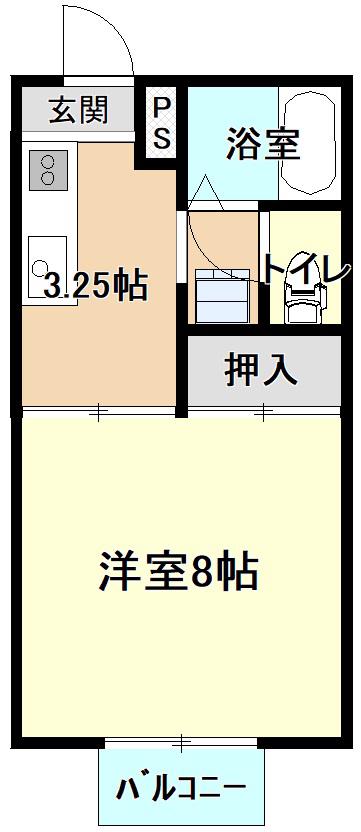 グリーンファーム中司A(1K/2階)の間取り写真