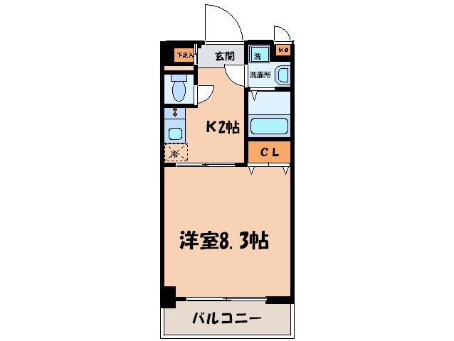 エムズカーム(1K/2階)の間取り写真