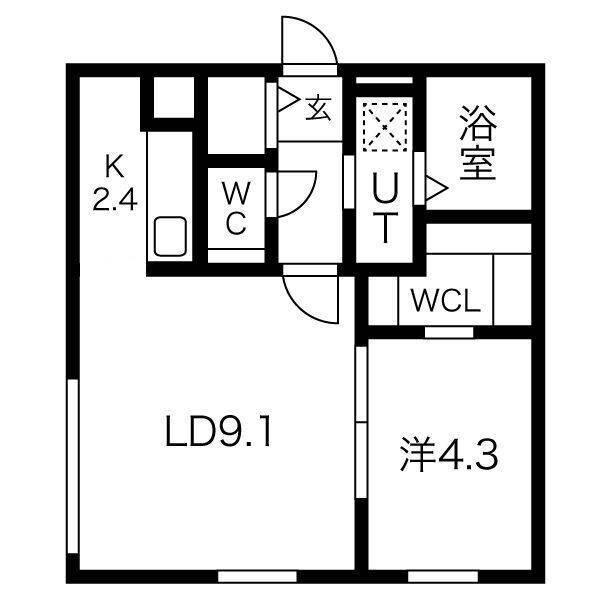 OBTNIR COULEUR (1LDK/4階)の間取り写真