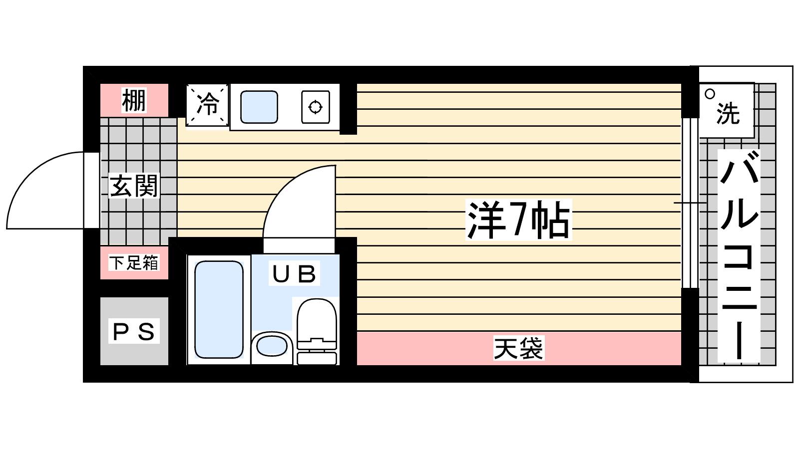 サンハイツ白鳩P.3(ワンルーム/1階)の間取り写真
