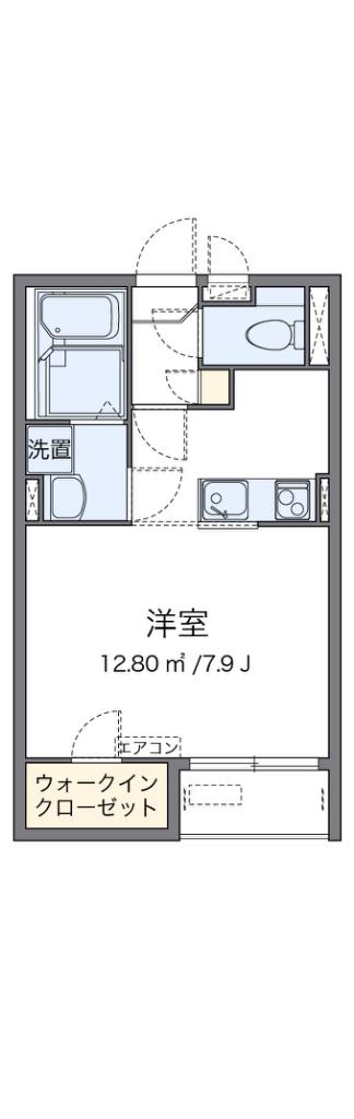 クレイノ畑山II(1K/2階)の間取り写真