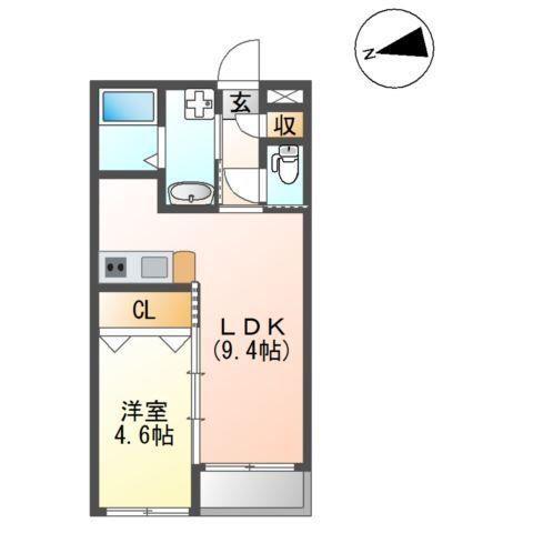 フィーロ宮町(1LDK/1階)の間取り写真