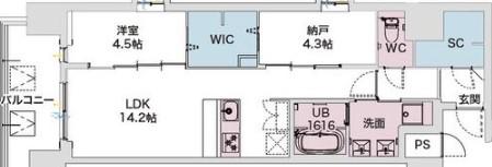 DRAW上本町(2LDK/3階)の間取り写真