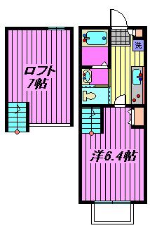 DUO COURT 上青木II(1K/2階)の間取り写真