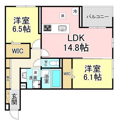 プラシード(2LDK/2階)の間取り写真