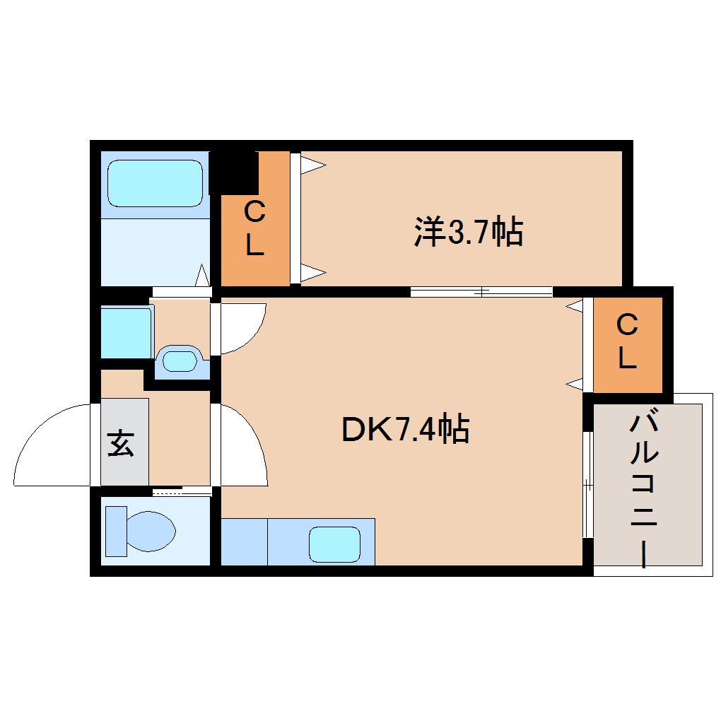 メゾンふじII(1DK/2階)の間取り写真