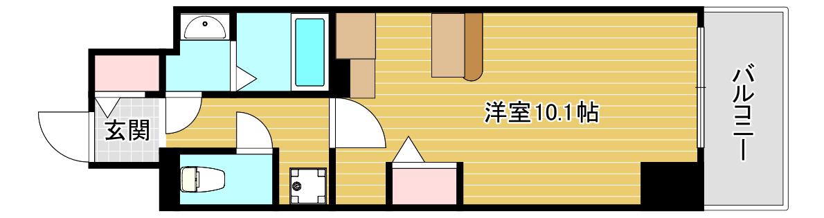 MELDIA CREST TAPP NAMBA ウエスト(1K/3階)の間取り写真