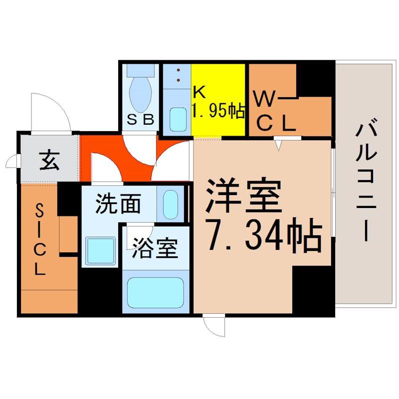 ルーエ金山(1K/3階)の間取り写真