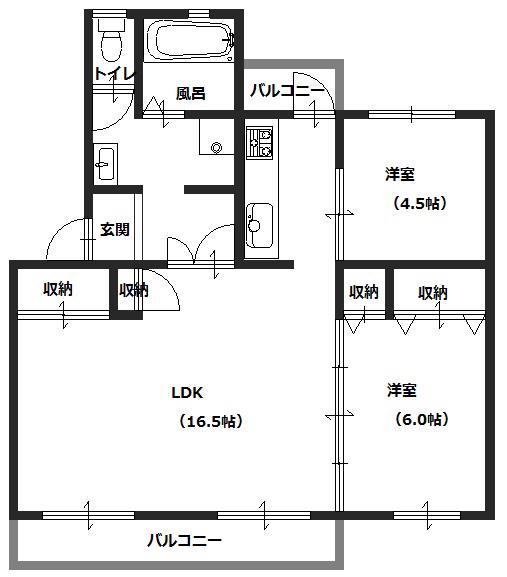 新金岡第6次7棟(2LDK/4階)の間取り写真